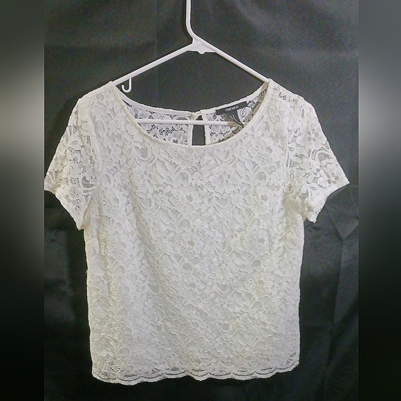 Forever 21 white lace blouse sz med - Picture 1 of 7